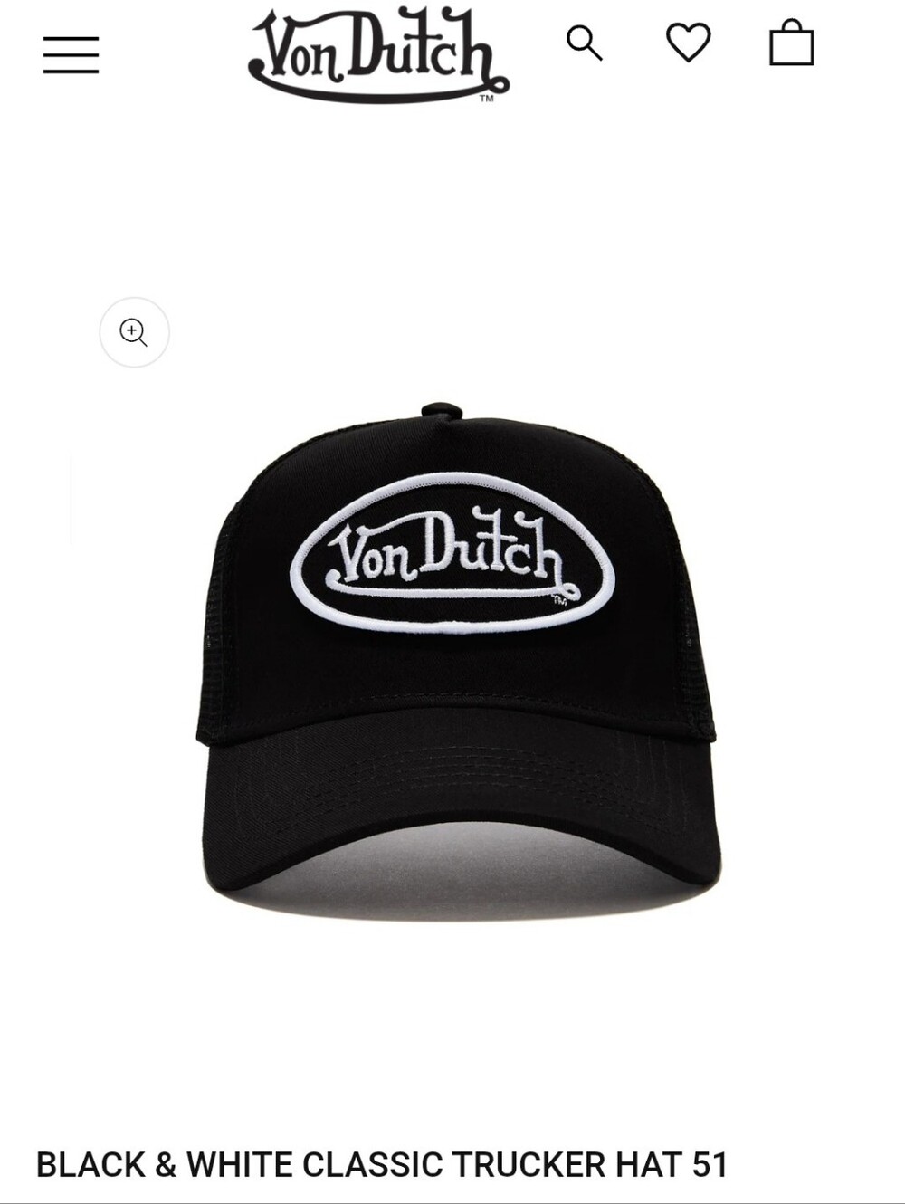 Von Dutch Classic Black Trucker Hat With White Logo